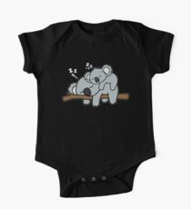 Funny Lazy Baby Koala with Koala Mama Bear Family Short Sleeve Baby One-Piece