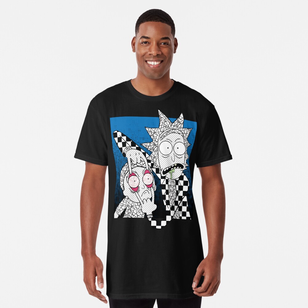 Open Your Eyes - Pretty Cool Retro Abstract Doodle Stripes Chess of Rick and Morty™ Long T-Shirt