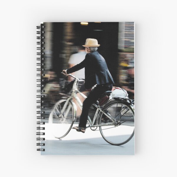 Old man riding a bicycle, Hanoi Spiral Notebook