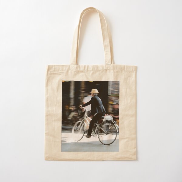 Old man riding a bicycle, Hanoi Cotton Tote Bag