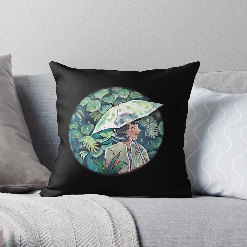 Umbrella girl Throw Pillow