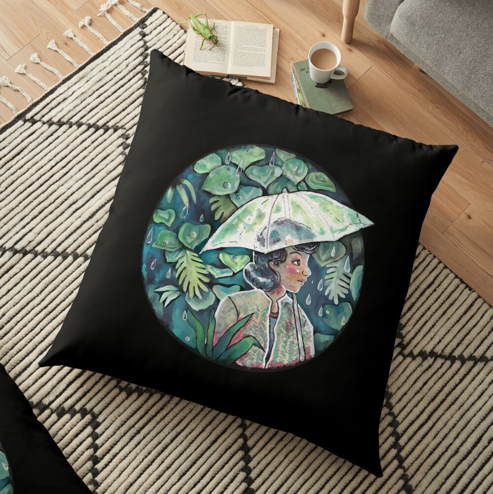 Umbrella girl Floor Pillow