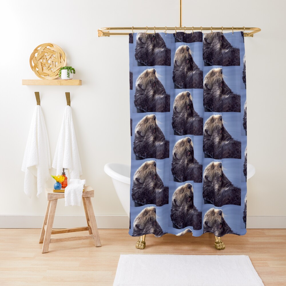 A Southern Sea Otter, preening as it wakes from a nap. Shower Curtain