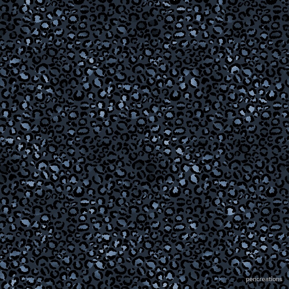 "Navy Blue Leopard Print" by pencreations Redbubble