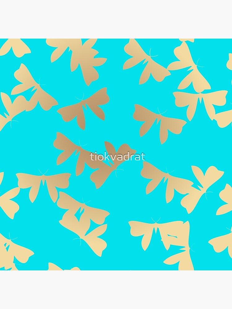 Moths - Gold on Light Blue by tiokvadrat