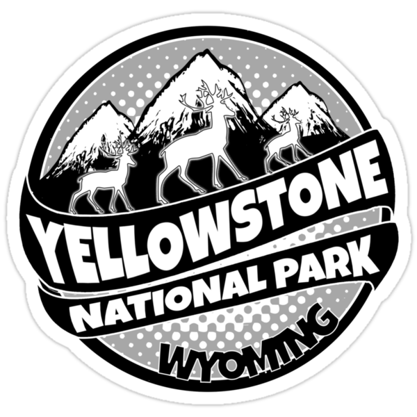 "Yellowstone National Park Wyoming black logo" Stickers by.