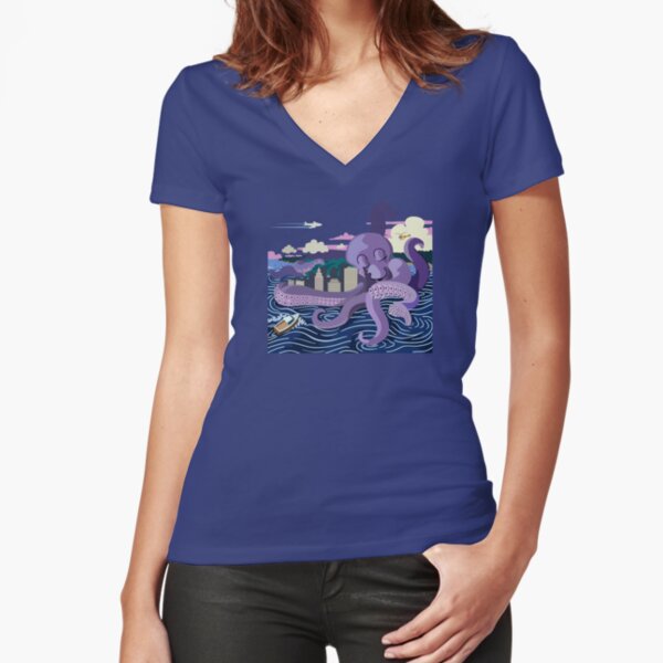 Monster Love Octopus Fitted V-Neck T-Shirt