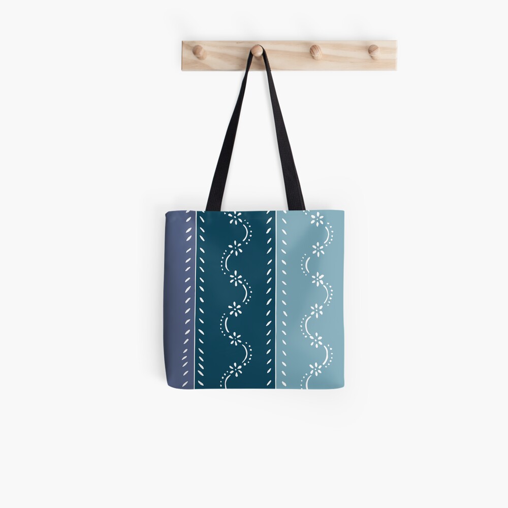 Scattered flower pattern in tone on tone blue pastel colors Tote Bag
