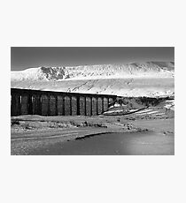 Ribblehead in White - Whernside & Viaduct in the snow Photographic Print