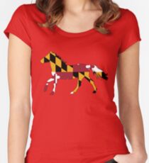 Maryland Flag Pferd Tailliertes Rundhals-Shirt