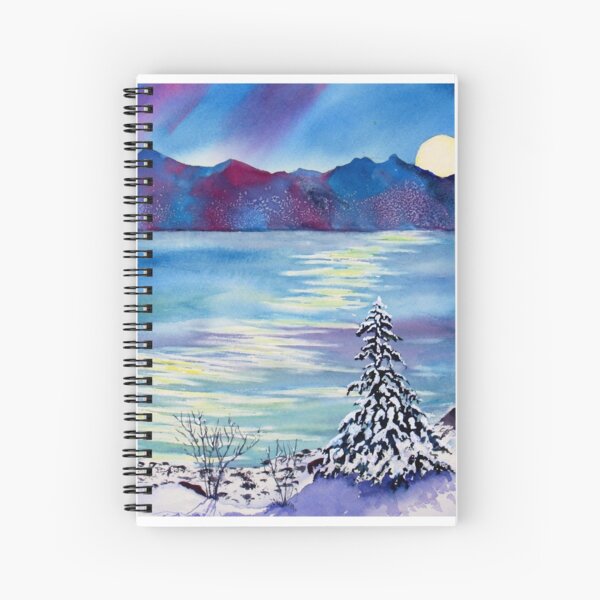 Tahoe Winter Moonlight Magic Spiral Notebook
