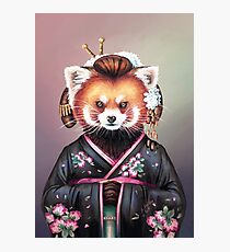 Lámina fotográfica Kimono de panda rojo