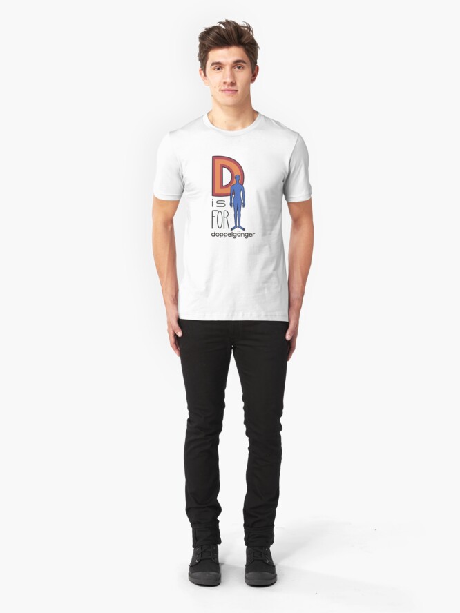 Alternate view of D is for doppelgänger Slim Fit T-Shirt