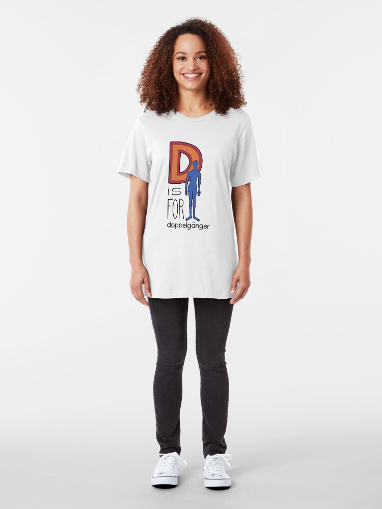 Alternate view of D is for doppelgänger Slim Fit T-Shirt