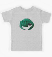 Sea Dragon Curled Around Sleeping Cat Kids Tee