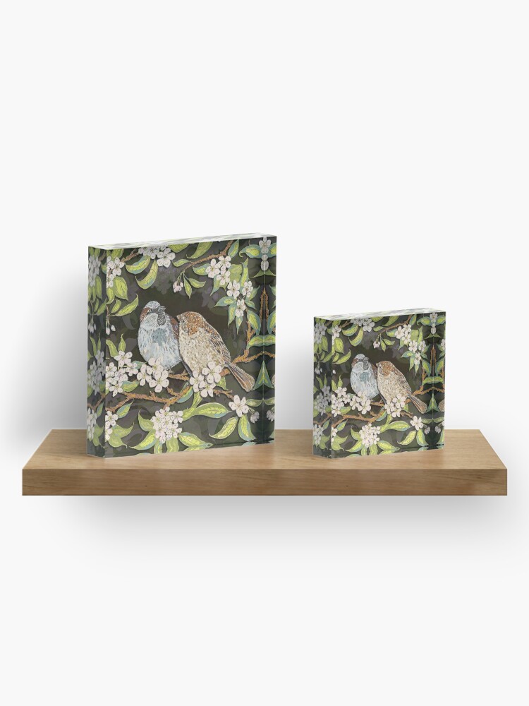 Alternate view of Sparrows in the Plum Tree Acrylic Block