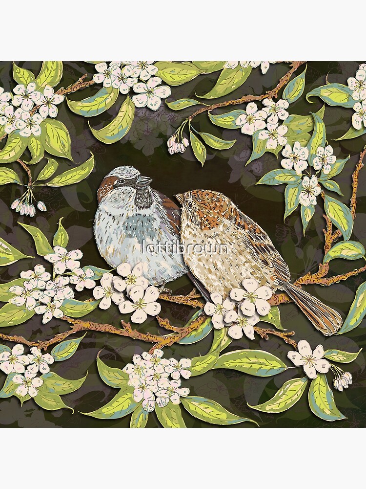 Sparrows in the Plum Tree by lottibrown