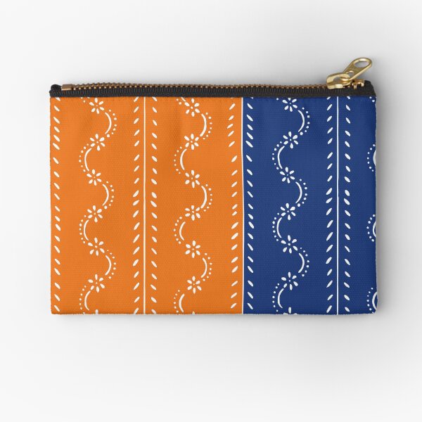 Scattered flowers blue-orange in strong summer colors, vintage Zipper Pouch