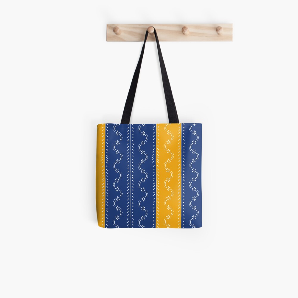 Scattered flowers blue-yellow in strong summer colors, vintage Tote Bag