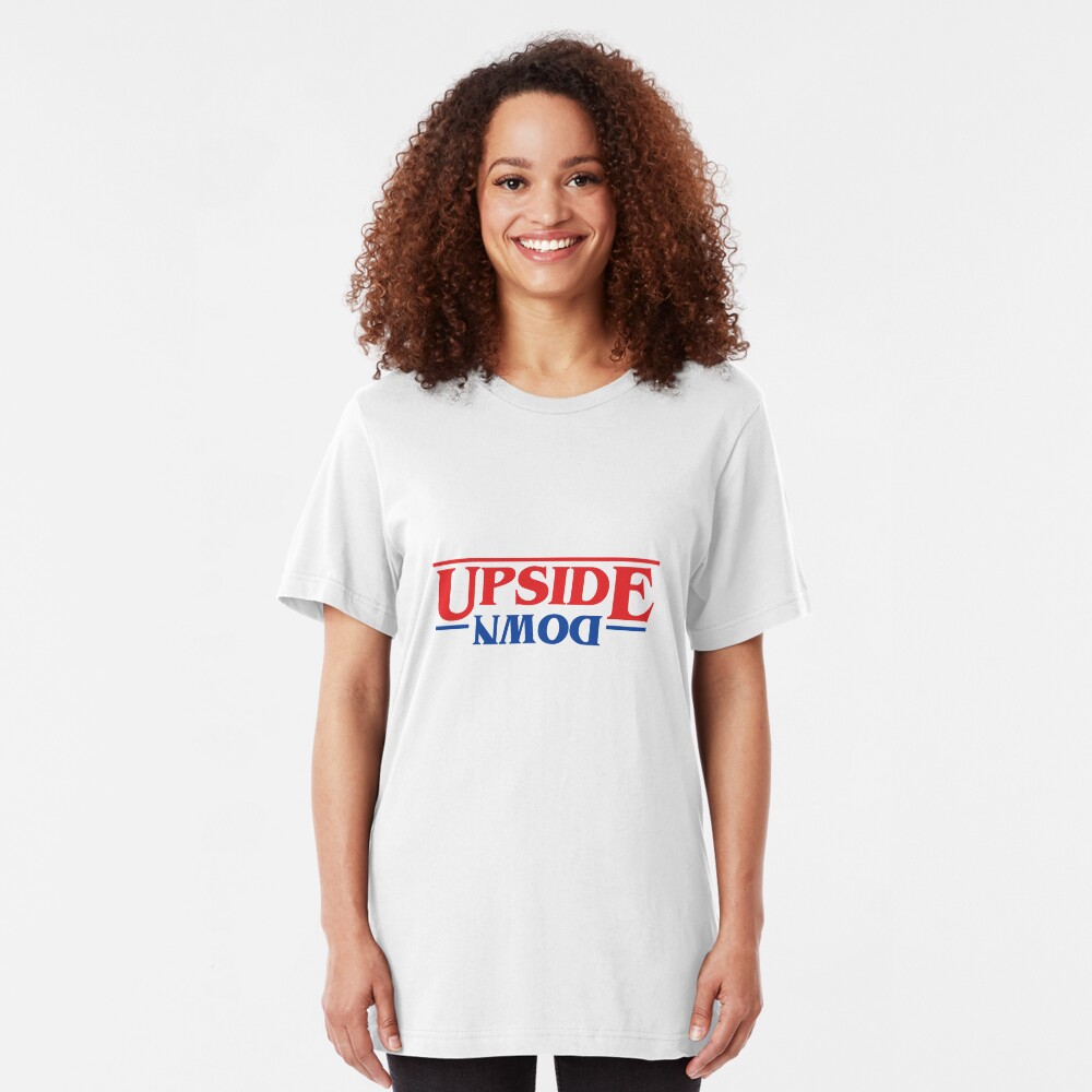 Upside Down Stranger Things Logo Style Slim Fit T-Shirt