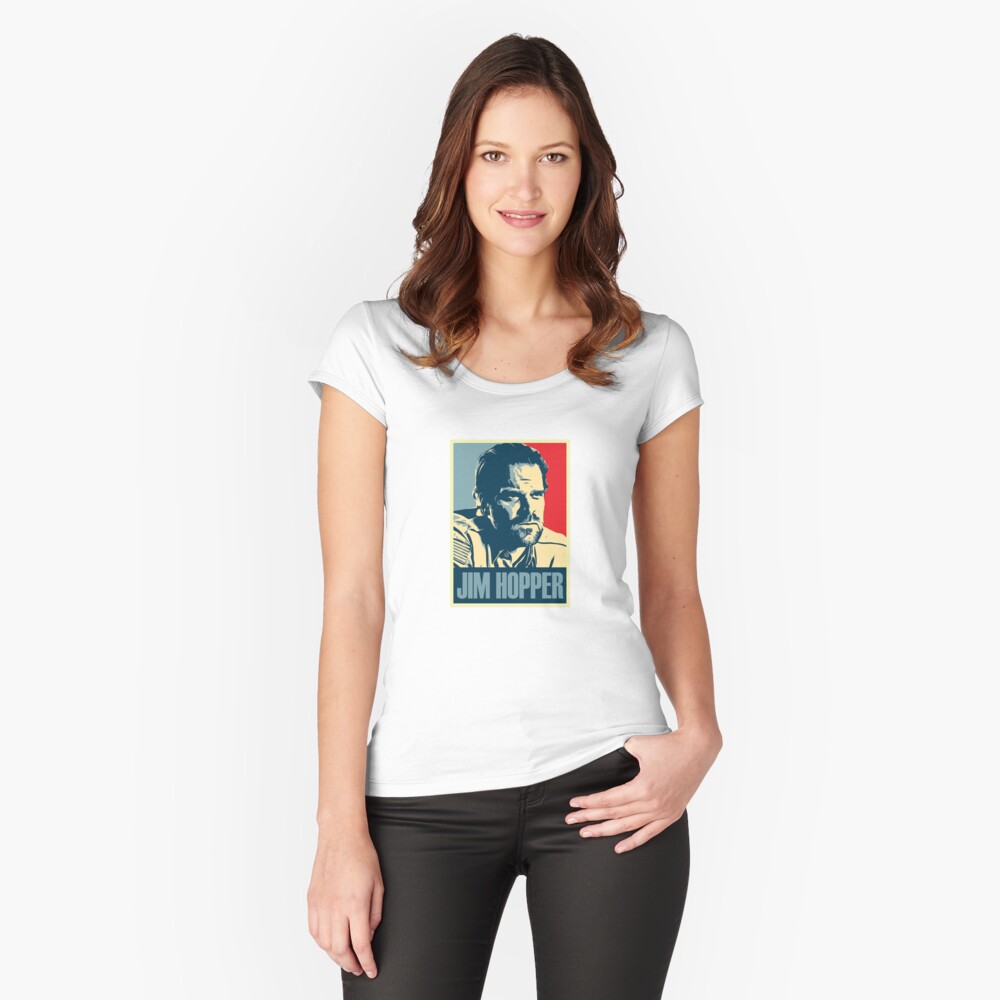 Jim Hopper Old School Stranger Things Fitted Scoop T-Shirt