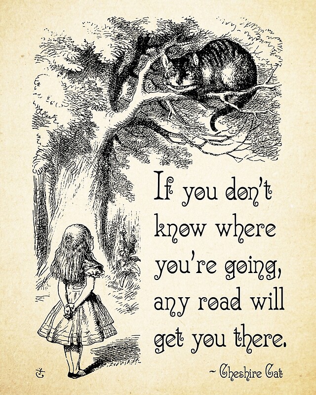 "Alice in Wonderland Quote - Any Road - Cheshire Cat Quote - 0106" by