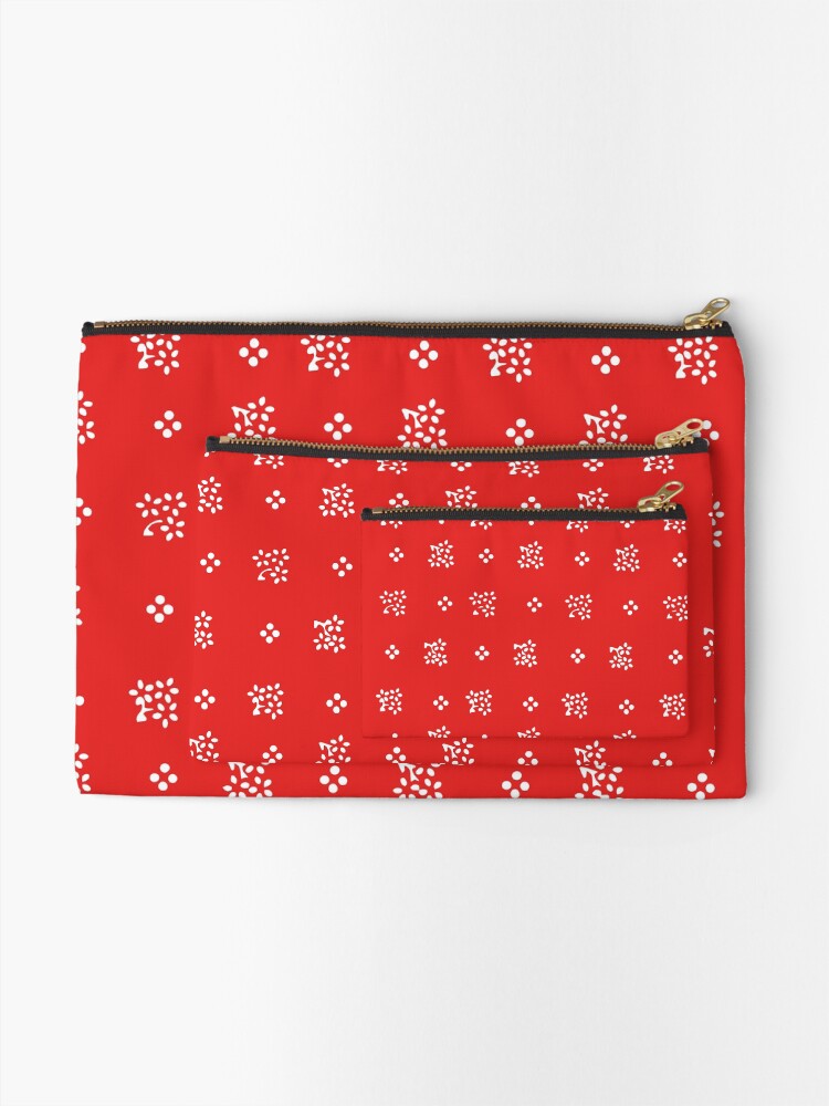 Alternate view of Historic vintage scatter flowers in a modern bright red Zipper Pouch