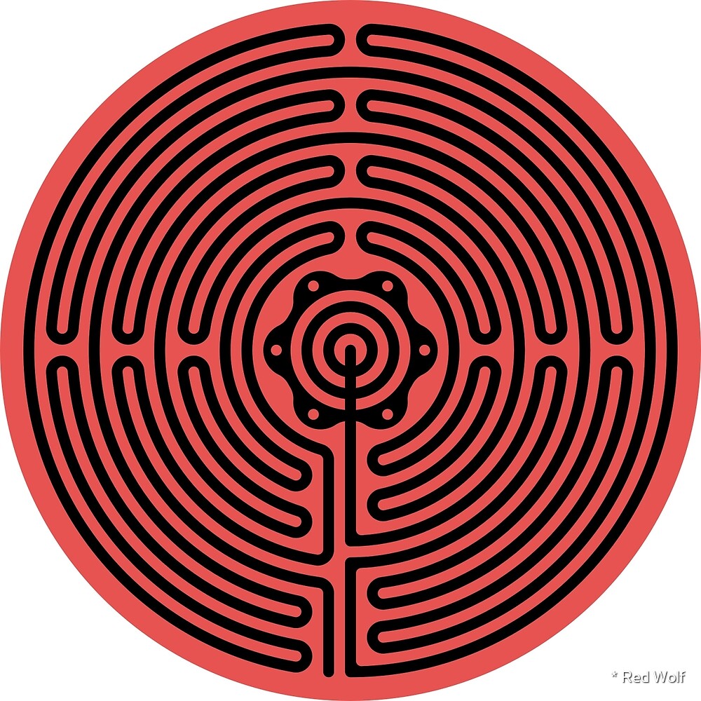 Geometric Pattern: Labyrinth: Red Dark by * Red Wolf