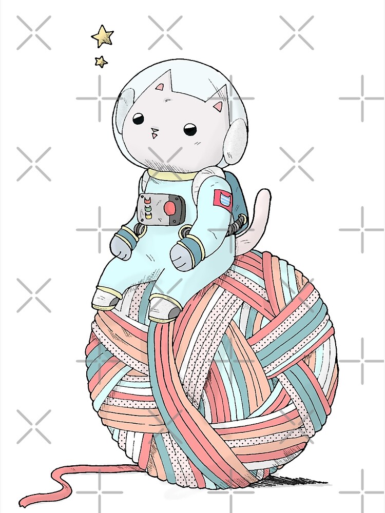 Space Cat on Planet Yarn Ball by Tamito