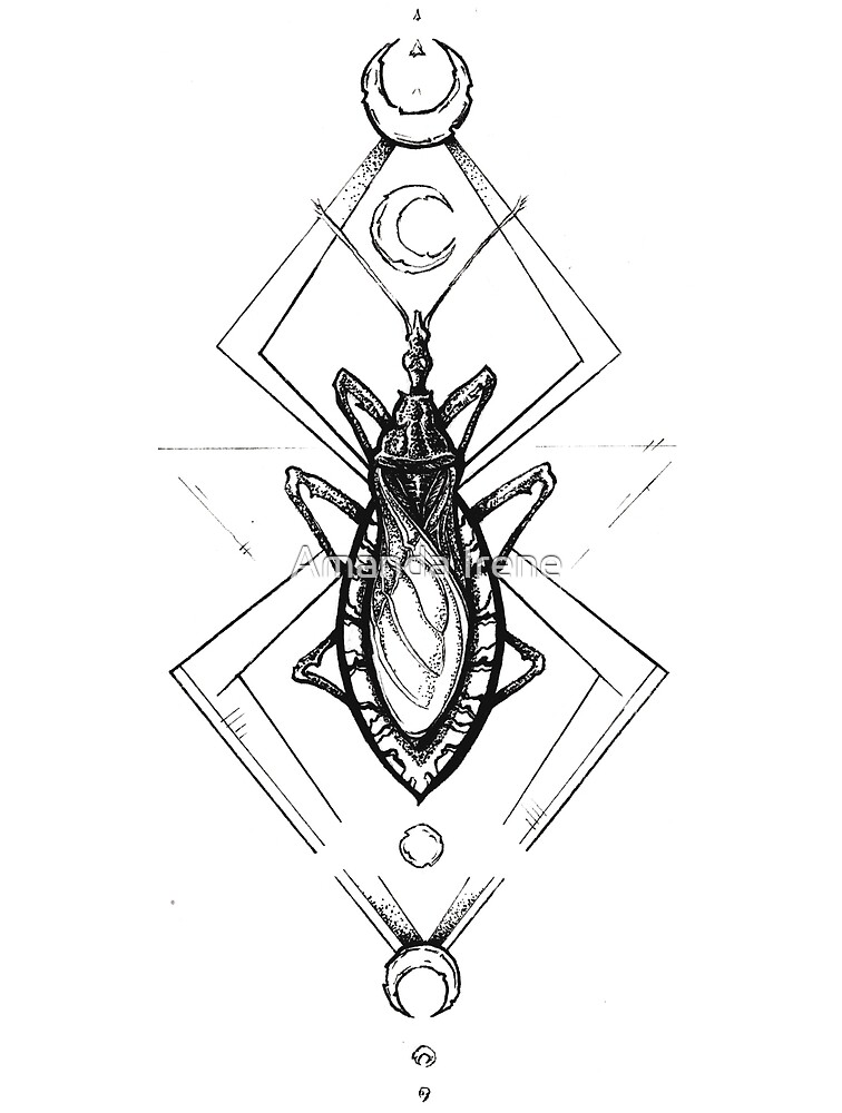 "Kissing Bug , Pen and Ink Tattoo Geometric Inspired" by Amanda Irene