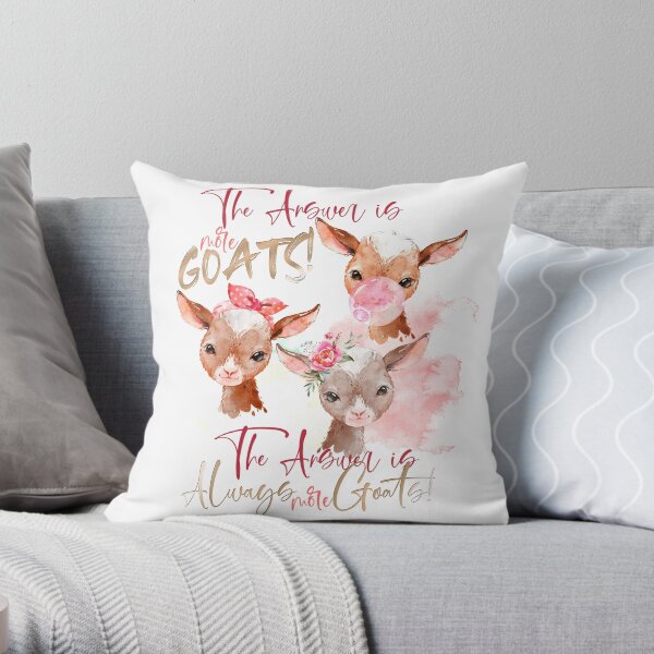 The Answer Is More Goats Watercolor Throw Pillow