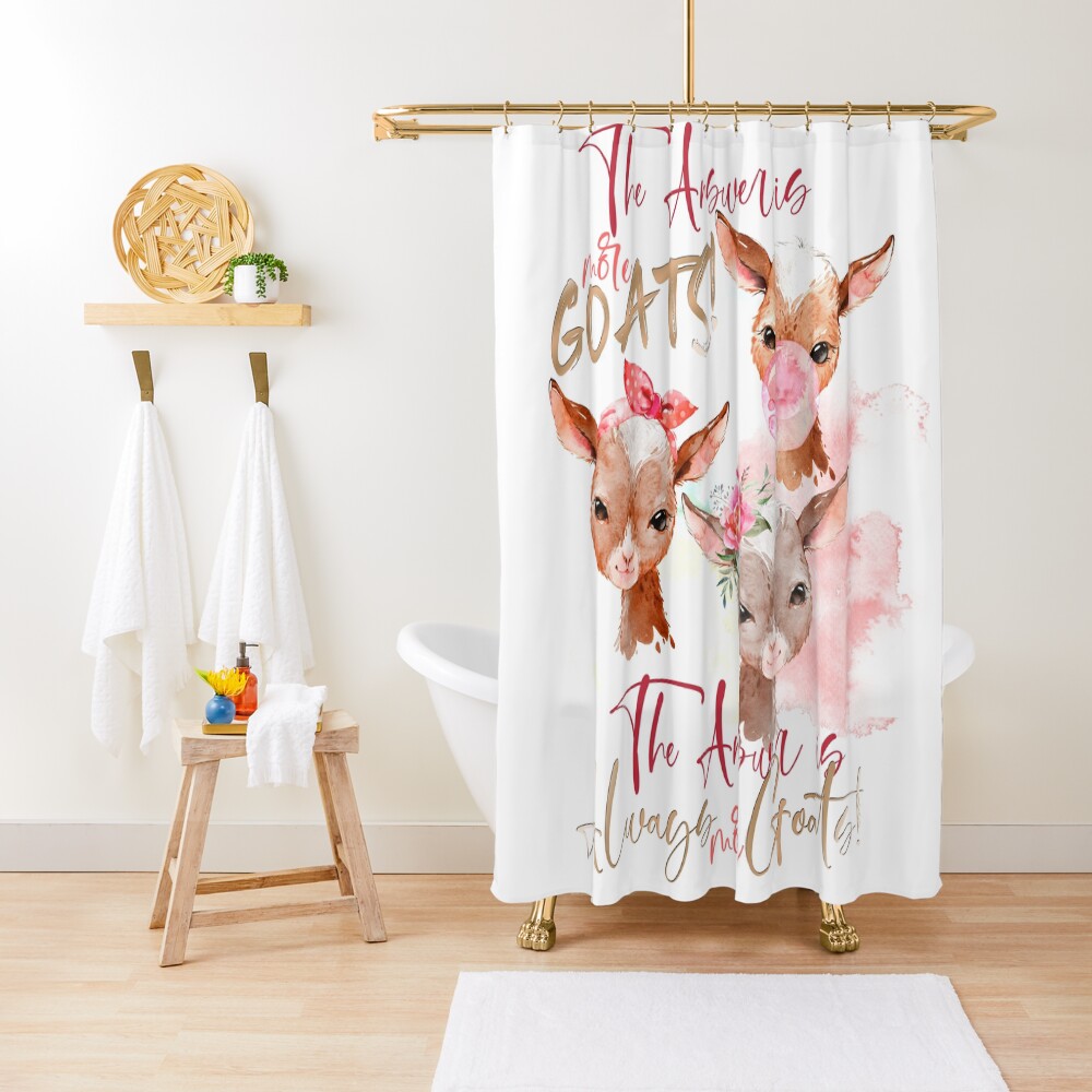 The Answer Is More Goats Watercolor Shower Curtain