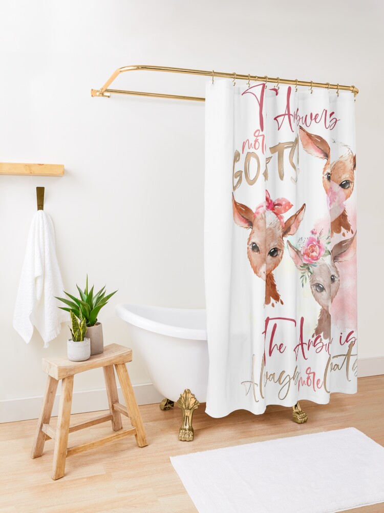 Alternate view of The Answer Is More Goats Watercolor Shower Curtain