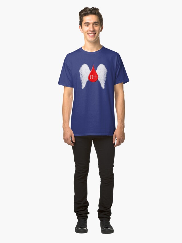 Alternate view of Blood Type O Positive - Angel Wings Classic T-Shirt