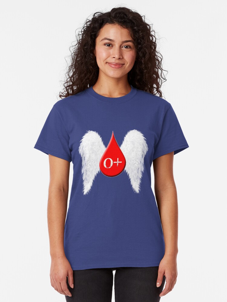 Alternate view of Blood Type O Positive - Angel Wings Classic T-Shirt