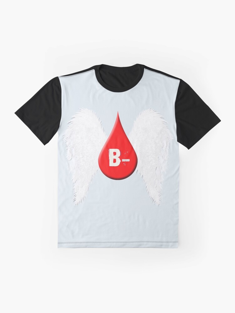 Alternate view of Blood Type B Negative - Angel Wings Graphic T-Shirt