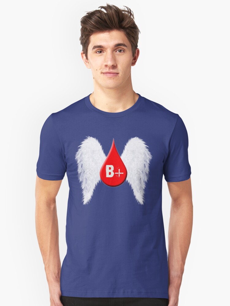 Alternate view of Blood Type B Positive - Angel Wings Slim Fit T-Shirt