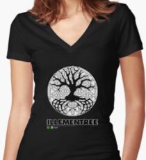 Illementree Logo Merch 2 - solid white flower Women's Fitted V-Neck T-Shirt