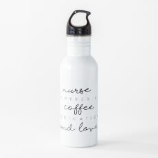 Nurse Powered by Coffee dedication and love - Nurse Minimalist Design Water Bottle