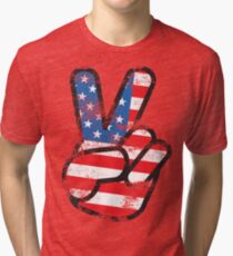 Retro American Peace Shirt Tri-blend T-Shirt