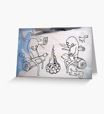 camping penguins Greeting Card