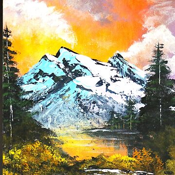 Bob Ross Inspired Landscape - Mountain Art Art Board Print for Sale by  Kitslam Art