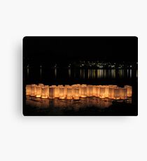 Bon Odori Lanterns Afloat on Lake Leinwanddruck