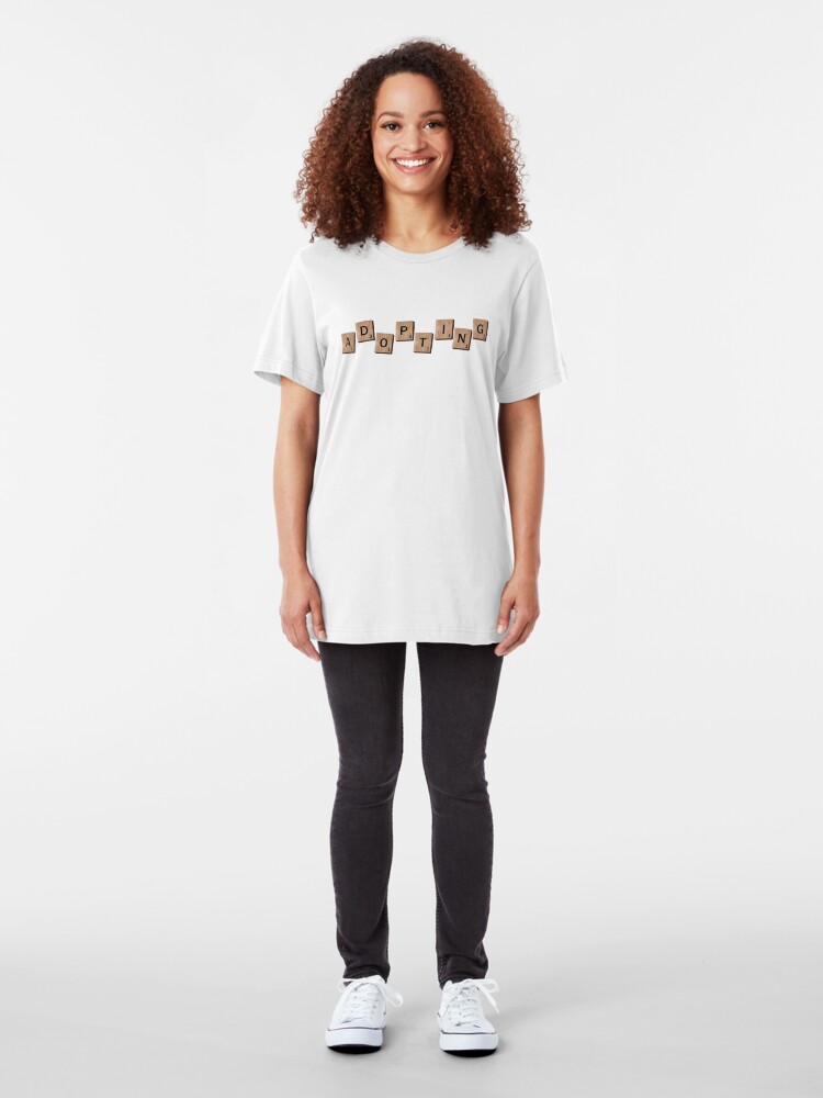 Alternate view of Adopting Scrabble pieces Adoption Shirt Slim Fit T-Shirt