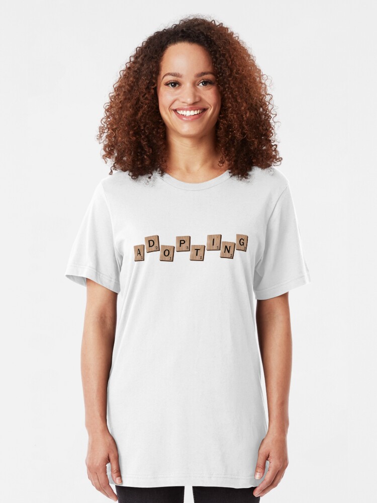 Alternate view of Adopting Scrabble pieces Adoption Shirt Slim Fit T-Shirt