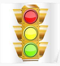 Cross road traffic lights Poster