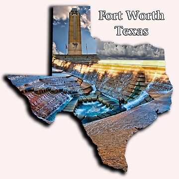Artwork thumbnail, Fort Worth Texas - Texas Shape Filled images of Fort Worth by WarrenPHarris