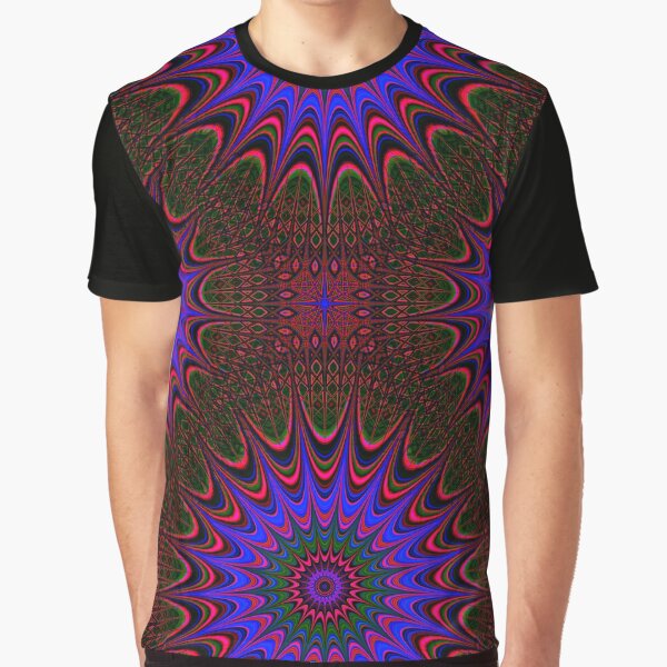 Mandala Pattern in Blue on Brown. Stunning Psychedelic Gift. Graphic T-Shirt
