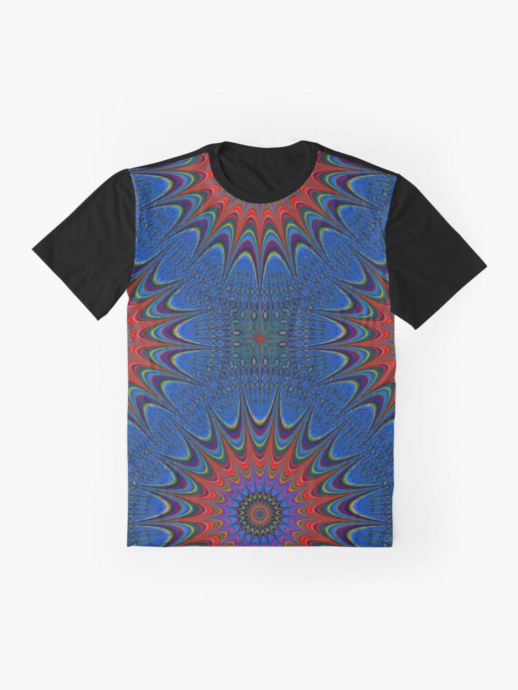 Alternate view of Mandala in Blue and Red. Stunning Psychedelic Gift Graphic T-Shirt