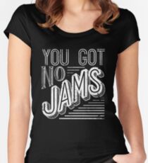 You Got No Jams - BTS Distressed Typography (White) Women's Fitted Scoop T-Shirt